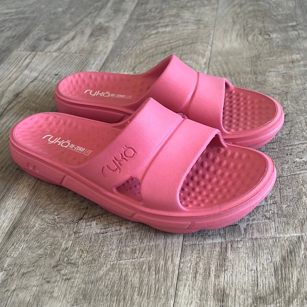 Ryka Restore Pink Slide Sandals.